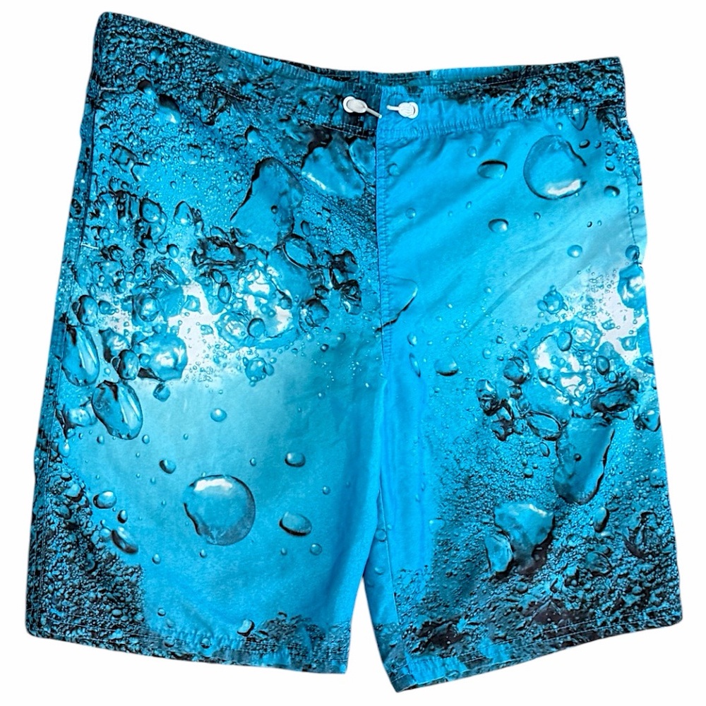 Vintage 90s Men’s Swim Trunks Cherokee Aqua Bubble Print Men's Swim Shorts Large